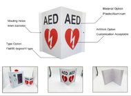 لافتة جهاز إزالة رجفان القلب مسطحة / 90 درجة / V قابلة للطباعة لافتة أمان إسعافات أولية من AED