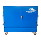 صندوق سرج معدات الحصان الأزرق المعدني الكبير قابل للقفل مع 2 حامل سرج